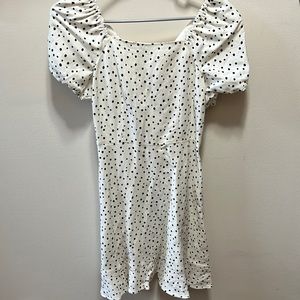 Loft polka dot white flare dress